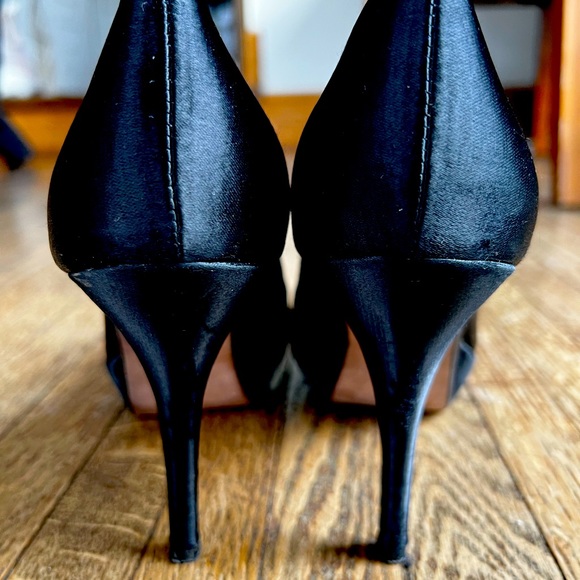 Ash, Black Satin Open-Toe Stilettos - Picture 2 of 6